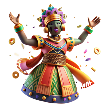dramatic traditional African Dance Costume Vibrant Colors and Patterns high quality png