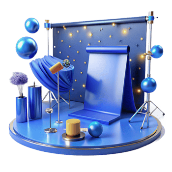 serene rustic Blue Screen Studio with Lighting Isolated Element high quality png