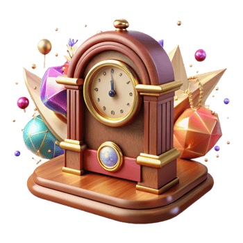 vibrant traditional Antique Wooden Desk Clock Isolated Element authentic png