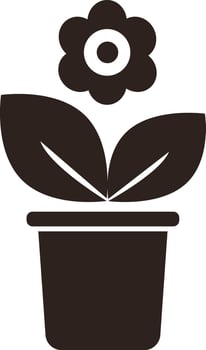 flower in pot icon, garden flowers in flower pot clipart image, flower art, in modern style vector