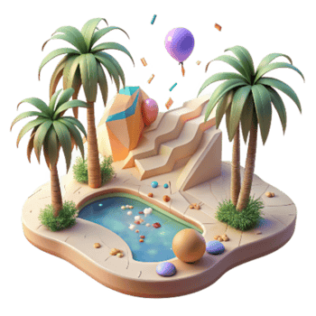 extraordinary minimalist Desert Oasis Isolated with Palm Trees exclusive png