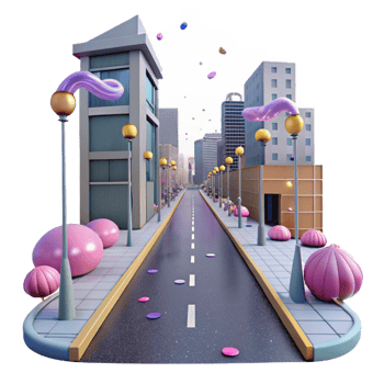 serene traditional Deserted City Street After Rain Isolated Element exclusive png