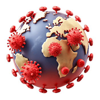 dramatic vintage Global Pandemic Illustration World Map Red Zones Isolated genuine png