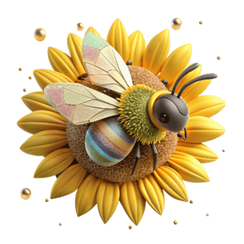 stunning creative Close Up of Bee on Sunflower Transparent Background premium png