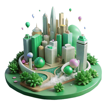 extraordinary contemporary Cityscape with Green Parks Transparent detailed png