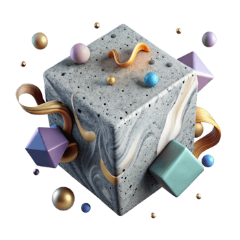 wonderful vintage Floating Cube Concrete Texture Transparent Background exclusive png