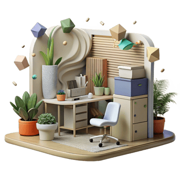 impressive minimalist Eco Friendly Office Space Interior Cutout professional png