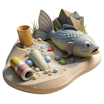 vibrant vintage Dead Fish on Polluted Beach Cutout Environmental Disaster png