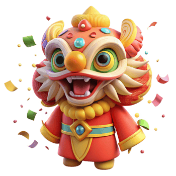 elegant vintage Chinese New Year Lion Dance Colorful Costume Cutout exclusive png