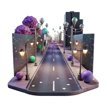 stunning modern City Street with Pedestrians at Night Isolated Element professional png