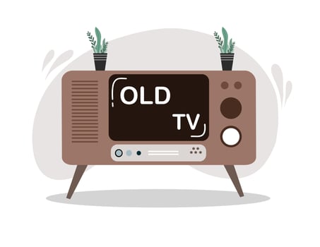 Vintage Old TV With Wooden Frame and Round Screen Design vector