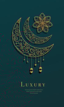 Elegant Crescent Moon Design with Islamic Floral Patterns vector