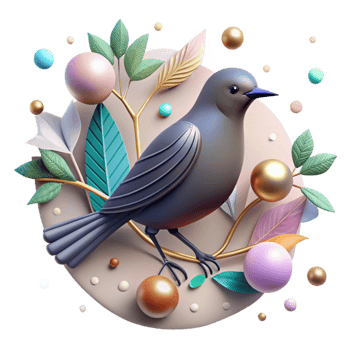 vibrant contemporary Bird Silhouette with Branch Isolated Element original png