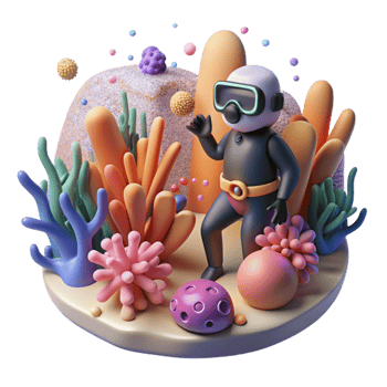 extraordinary traditional Coral Reef Transparent Background with Diver in Distance genuine png