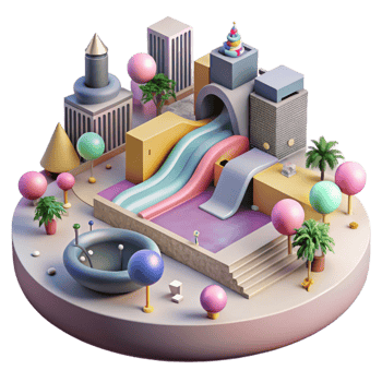 stunning artistic City Park with Skatepark Isolated professional png