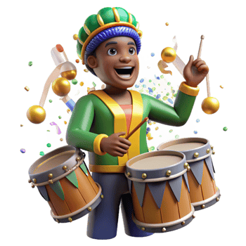 elegant artistic Brazilian Carnival Drummers Energetic Performance genuine png