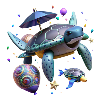 beautiful minimalist Drone Monitoring Leatherback Turtle Transparent Background original png
