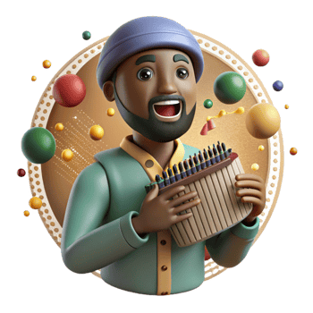 beautiful traditional African Mbira Player Close Up View Cutout high resolution png