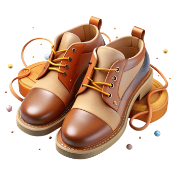 dramatic minimalist Clogging Shoes Leather and Laces Transparent Background Rustic Style professional png