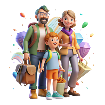 serene artistic Family Returning Home Hopeful Expression Transparent Background original png