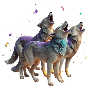 vibrant creative Ai Tracking Wolf Pack in Snow Transparent Background original png