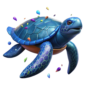 wonderful minimalist Deep Blue Sea Turtle Swimming Side View with Transparent Background exclusive png