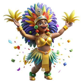 serene traditional Brazilian Samba Dancer Carnival Costume Isolated Element exclusive png