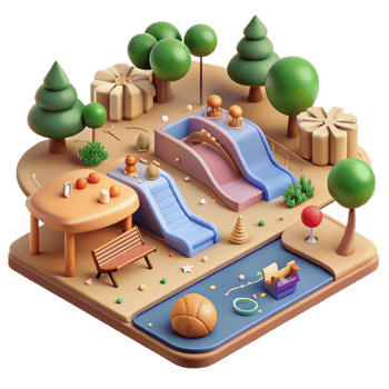 wonderful abstract City Park Map with Wildlife Icons Isolated Detailed Illustration authentic png