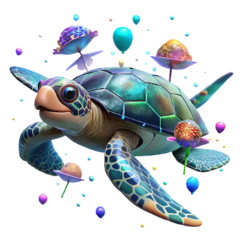impressive artistic Drone Tracking Loggerhead Turtle in Ocean Transparent Background high quality png