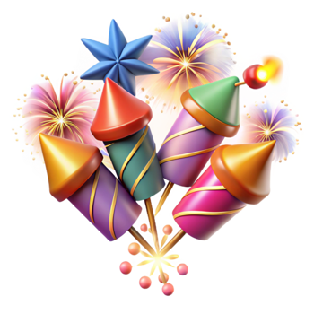 extraordinary minimalist Diwali Fireworks Bright Sparks Transparent Background professional png