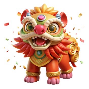serene creative Chinese New Year Lion Dance Colorful Costume Cutout png