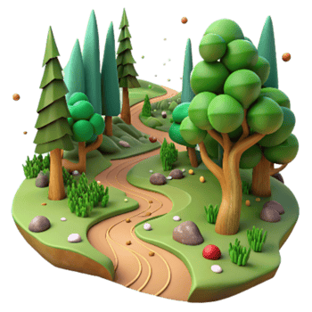 magnificent vintage Forest Path Winding Trail Cutout Green Brown Hues png