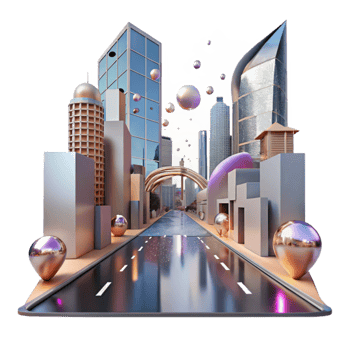 stunning classic City Street with Reflections Isolated Element exclusive png