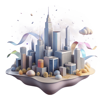 beautiful artistic City Skyline with Smog and Pollution Isolated Background exclusive png