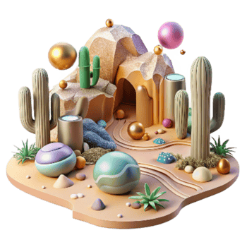 elegant artistic Diverse Desert Ecosystem Scene Transparent Element detailed png