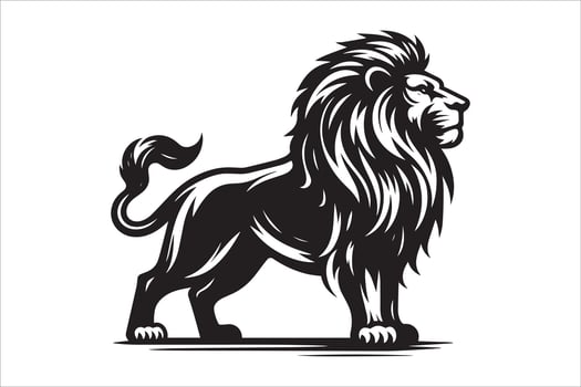 Lion Silhouette Line Art Elegant Outline Illustration vector