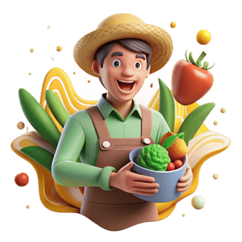 wonderful classic Farmer Holding Fresh Vegetables Transparent Background high quality png