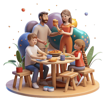 elegant modern Family Enjoying Local Cuisine Cutout Outdoor Setting high resolution png