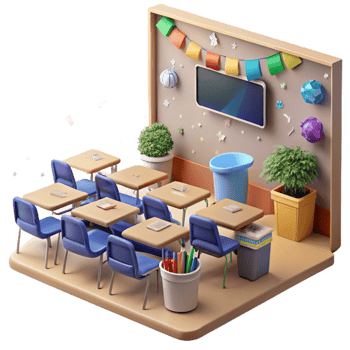 extraordinary vintage Classroom with Recycling Bins Cutout original png