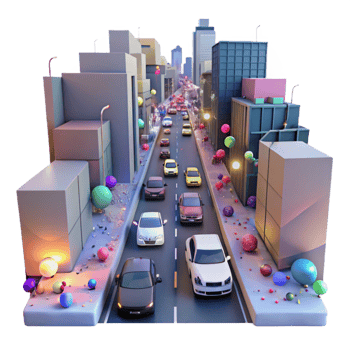 extraordinary abstract City Street with Traffic Jam at Night Transparent Background png