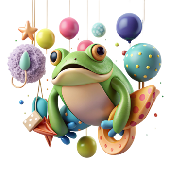 vibrant abstract Frog Life Cycle Mobile Cutout high quality png