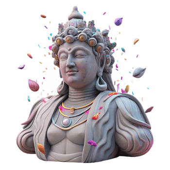 serene traditional Carved Stone Statue Front View Transparent Background original png