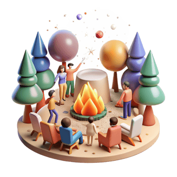 impressive classic Community Gathering Around Campfire Isolated png