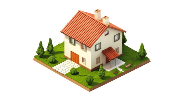 Dream House Isometric 3D Model of a Charming Home png