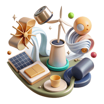 serene minimalist Clean Energy Sources Icons Set Transparent Background detailed png