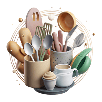 beautiful creative Eco Friendly Kitchen Utensils Cutout Transparent Background authentic png