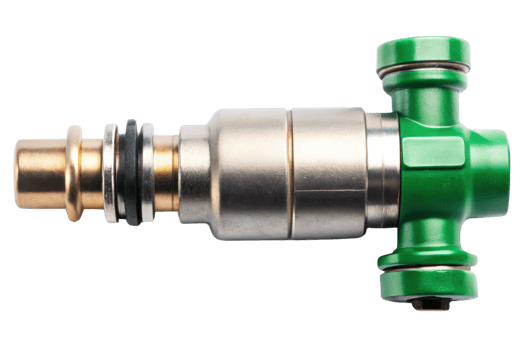 Metal and green plumbing fitting isolated on a transparent background png