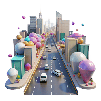 stunning contemporary City Street at Rush Hour Transparent premium png