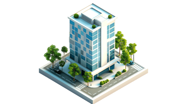 Modern City Building Isometric Architectural Design png