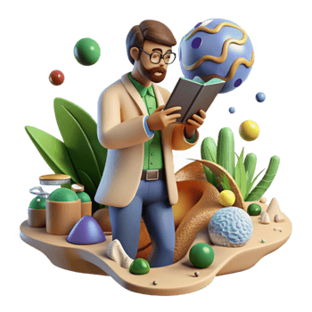 dramatic vintage Ecologist Studying Nature Isolated png